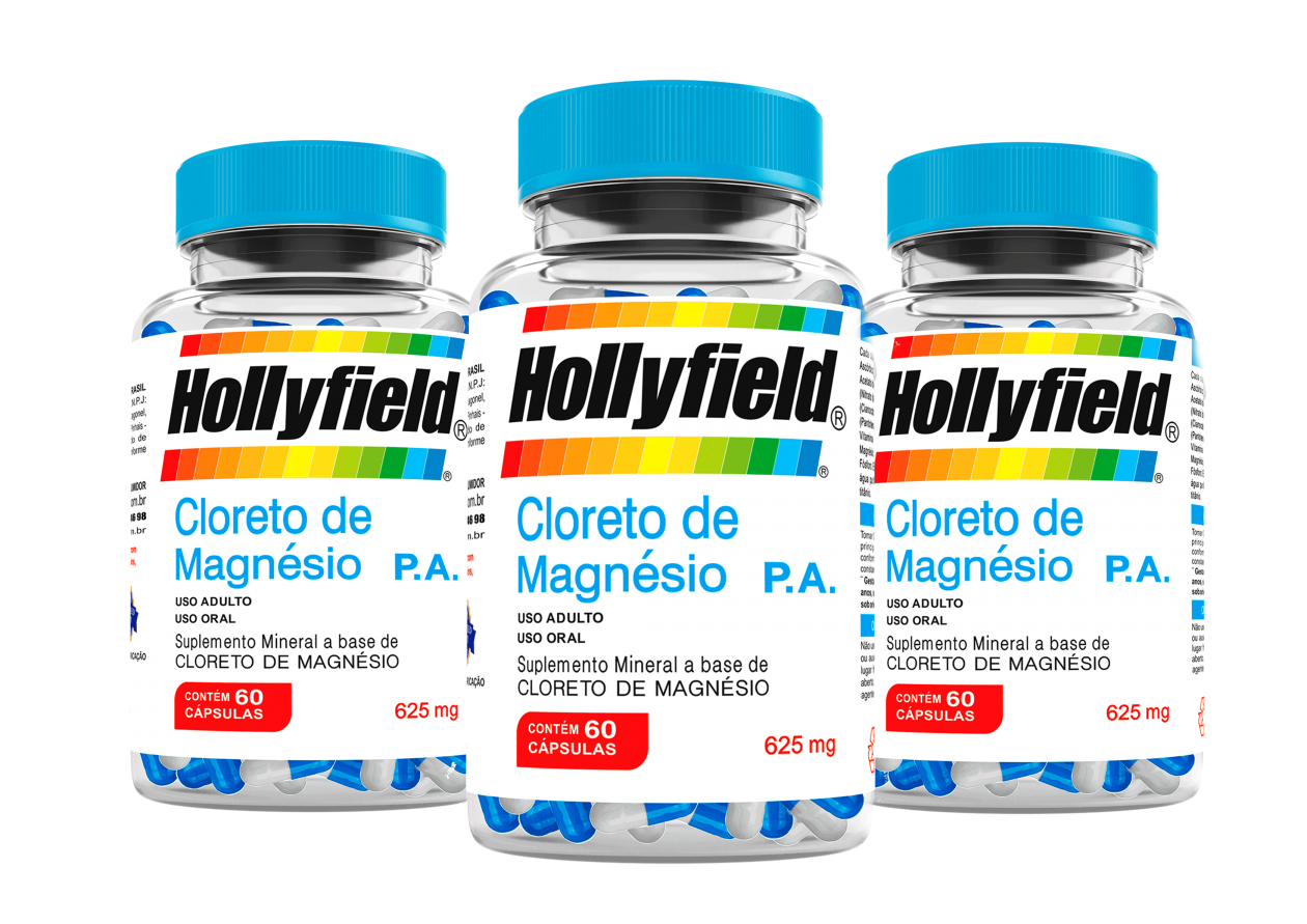 Cloreto de Magnésio Hollyfield 625mg 60 Cápsulas Kit com 3 